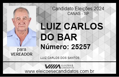 Candidato LUIZ CARLOS DO BAR 2024 - CANAS - Eleições