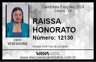 Candidato RAISSA HONORATO 2024 - CANAS - Eleições