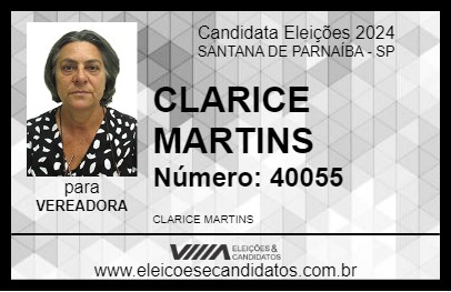 Candidato CLARICE MARTINS 2024 - SANTANA DE PARNAÍBA - Eleições