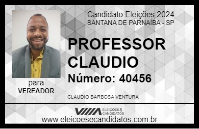 Candidato PROFESSOR CLAUDIO 2024 - SANTANA DE PARNAÍBA - Eleições