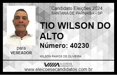 Candidato TIO WILSON DO ALTO 2024 - SANTANA DE PARNAÍBA - Eleições