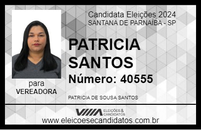 Candidato PATRICIA SANTOS 2024 - SANTANA DE PARNAÍBA - Eleições