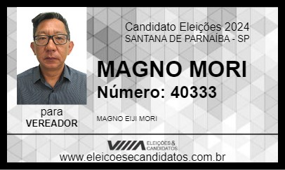 Candidato MAGNO MORI 2024 - SANTANA DE PARNAÍBA - Eleições