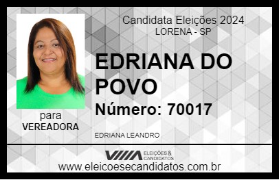 Candidato EDRIANA DO POVO 2024 - LORENA - Eleições