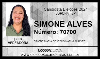 Candidato SIMONE ALVES 2024 - LORENA - Eleições