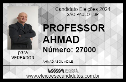 Candidato PROFESSOR AHMAD 2024 - SÃO PAULO - Eleições