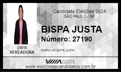 Candidato BISPA JUSTA 2024 - SÃO PAULO - Eleições