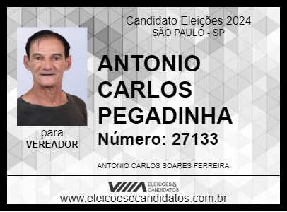 Candidato ANTONIO CARLOS PEGADINHA 2024 - SÃO PAULO - Eleições