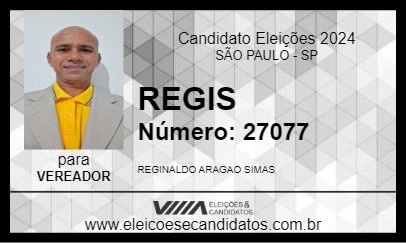 Candidato REGIS 2024 - SÃO PAULO - Eleições