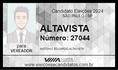 Candidato ALTAVISTA 2024 - SÃO PAULO - Eleições