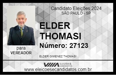 Candidato ELDER THOMASI 2024 - SÃO PAULO - Eleições