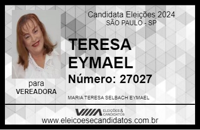 Candidato TERESA EYMAEL 2024 - SÃO PAULO - Eleições