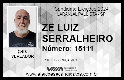 Candidato ZE LUIZ SERRALHEIRO 2024 - LARANJAL PAULISTA - Eleições