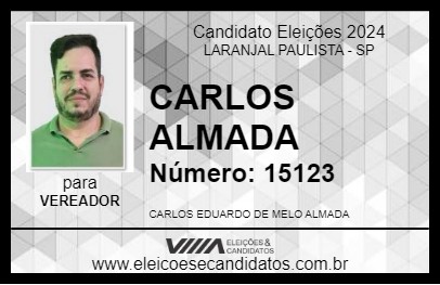 Candidato CARLOS ALMADA 2024 - LARANJAL PAULISTA - Eleições