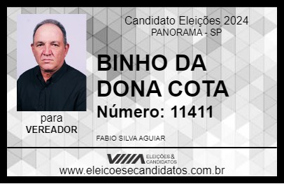 Candidato BINHO DA DONA COTA 2024 - PANORAMA - Eleições