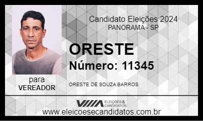 Candidato ORESTE 2024 - PANORAMA - Eleições