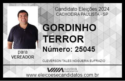 Candidato GORDINHO TERROR 2024 - CACHOEIRA PAULISTA - Eleições