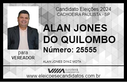 Candidato ALAN JONES DO QUILOMBO 2024 - CACHOEIRA PAULISTA - Eleições