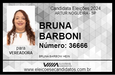 Candidato BRUNA BARBONI 2024 - ARTUR NOGUEIRA - Eleições