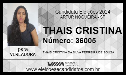 Candidato THAIS CRISTINA 2024 - ARTUR NOGUEIRA - Eleições