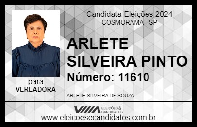 Candidato ARLETE SILVEIRA PINTO 2024 - COSMORAMA - Eleições