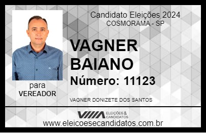 Candidato VAGNER BAIANO 2024 - COSMORAMA - Eleições