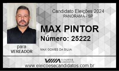 Candidato MAX PINTOR 2024 - PANORAMA - Eleições