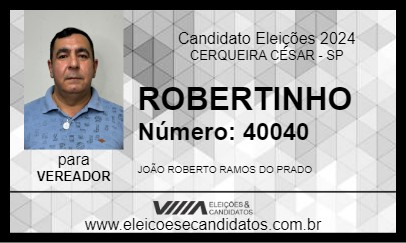 Candidato ROBERTINHO 2024 - CERQUEIRA CÉSAR - Eleições