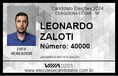 Candidato LEONARDO ZALOTI 2024 - CERQUEIRA CÉSAR - Eleições