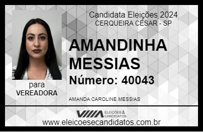 Candidato AMANDINHA MESSIAS 2024 - CERQUEIRA CÉSAR - Eleições