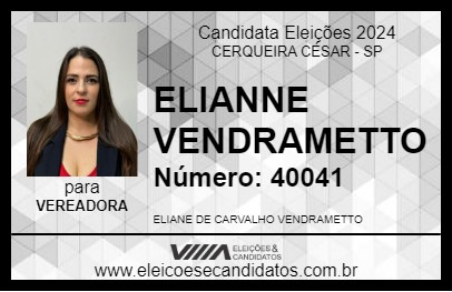 Candidato ELIANNE VENDRAMETTO 2024 - CERQUEIRA CÉSAR - Eleições