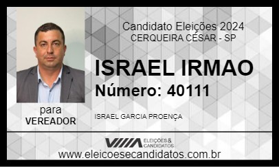 Candidato ISRAEL IRMAO 2024 - CERQUEIRA CÉSAR - Eleições