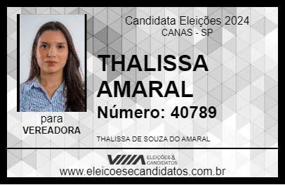 Candidato THALISSA AMARAL 2024 - CANAS - Eleições