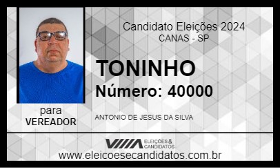 Candidato TONINHO 2024 - CANAS - Eleições