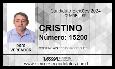 Candidato CRISTINO 2024 - GUAREÍ - Eleições