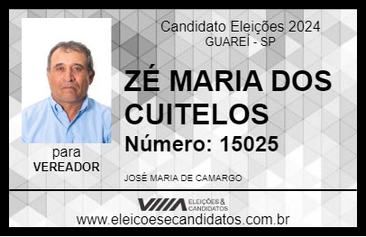 Candidato ZÉ MARIA DOS CUITELOS 2024 - GUAREÍ - Eleições