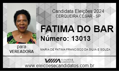 Candidato FATIMA DO BAR 2024 - CERQUEIRA CÉSAR - Eleições