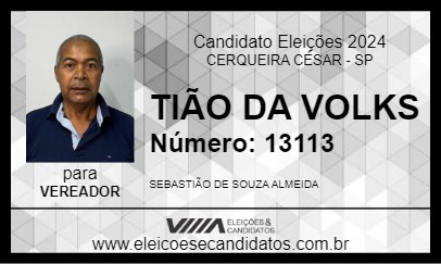 Candidato TIÃO DA VOLKS 2024 - CERQUEIRA CÉSAR - Eleições