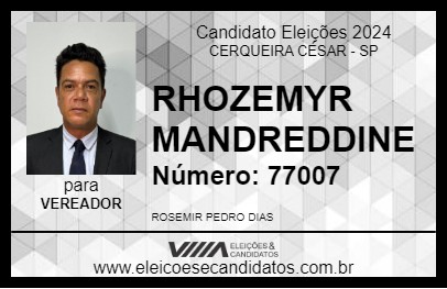 Candidato RHOZEMYR MANDREDDINE 2024 - CERQUEIRA CÉSAR - Eleições