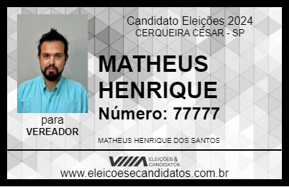 Candidato MATHEUS HENRIQUE 2024 - CERQUEIRA CÉSAR - Eleições