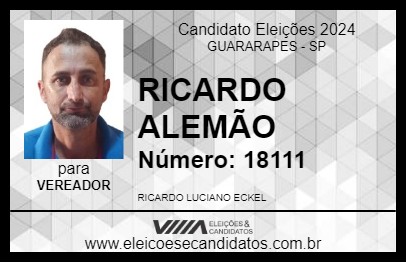 Candidato RICARDO ALEMÃO 2024 - GUARARAPES - Eleições