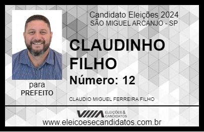 Candidato CLAUDINHO FILHO 2024 - SÃO MIGUEL ARCANJO - Eleições