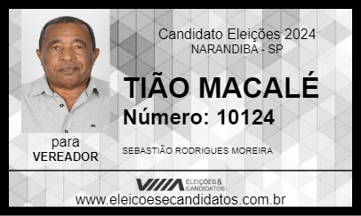 Candidato TIÃO MACALÉ 2024 - NARANDIBA - Eleições