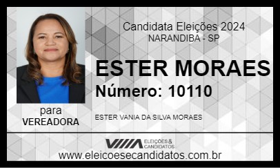 Candidato ESTER MORAES 2024 - NARANDIBA - Eleições