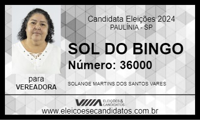 Candidato SOL DO BINGO 2024 - PAULÍNIA - Eleições