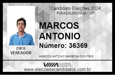 Candidato MARCOS ANTONIO 2024 - PIRASSUNUNGA - Eleições