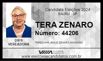 Candidato TERA ZENARO 2024 - BAURU - Eleições