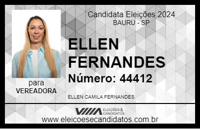 Candidato ELLEN FERNANDES 2024 - BAURU - Eleições