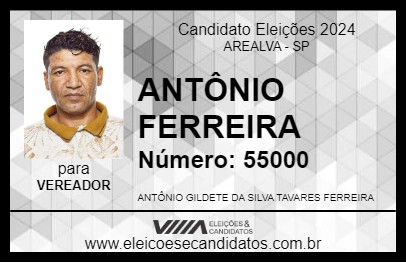 Candidato ANTÔNIO FERREIRA 2024 - AREALVA - Eleições