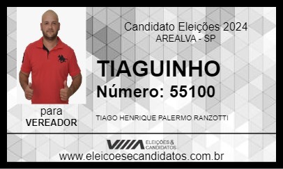 Candidato TIAGUINHO 2024 - AREALVA - Eleições